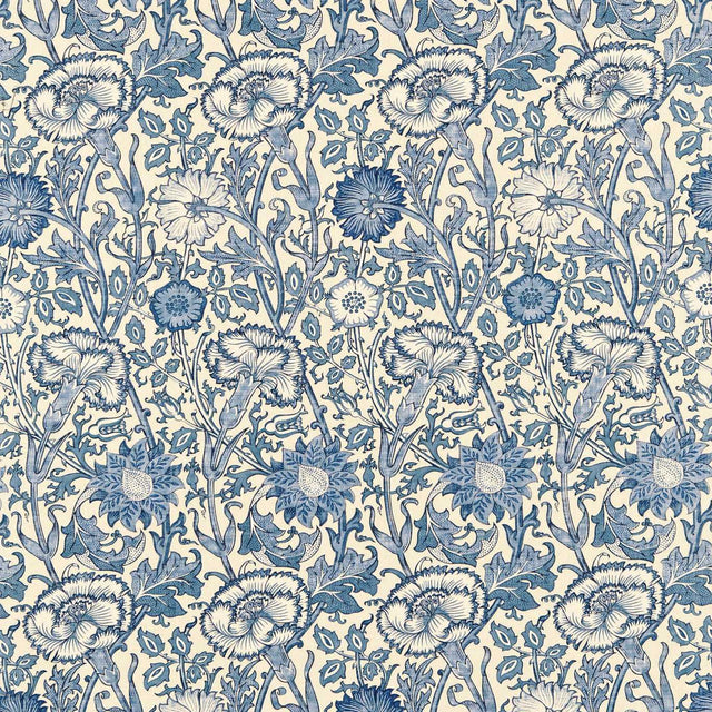 Morris & Co Pink & Rose Vellum/Indigo Fabric