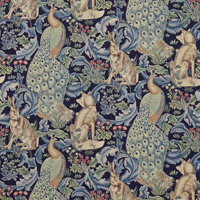 Morris & Co Forest (Viscose/Linen) Indigo Fabric
