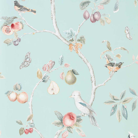 Sanderson Fruit Aviary Duck Egg/Multi Wallpaper