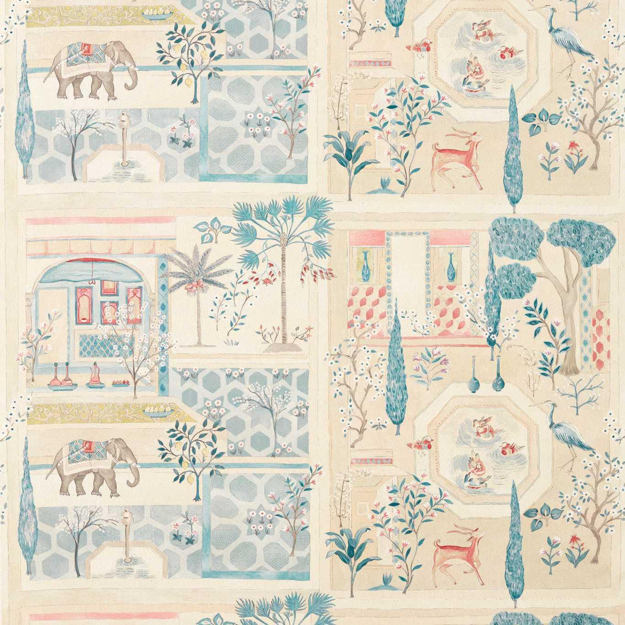 Sanderson Sultans Garden Ruby/Teal Fabric