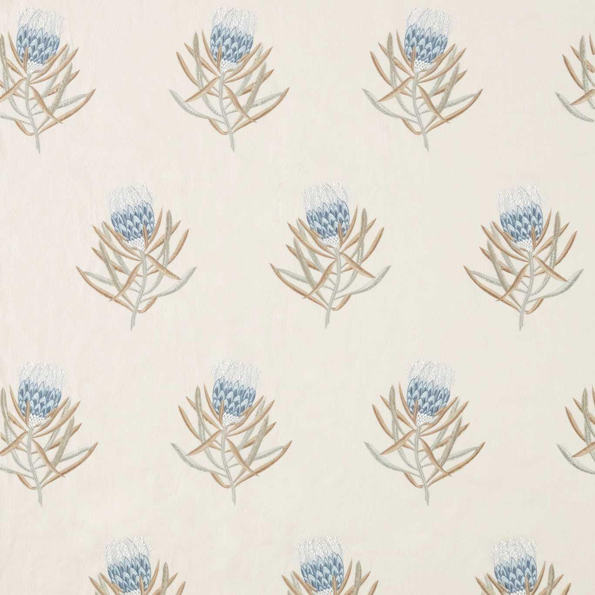 Sanderson Protea Flower China Blue/Linen Fabric