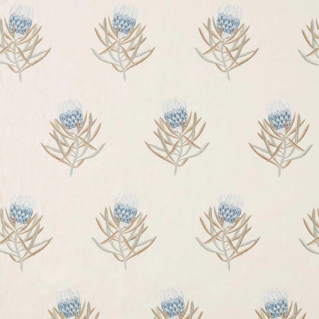 Sanderson Protea Flower China Blue/Linen Fabric