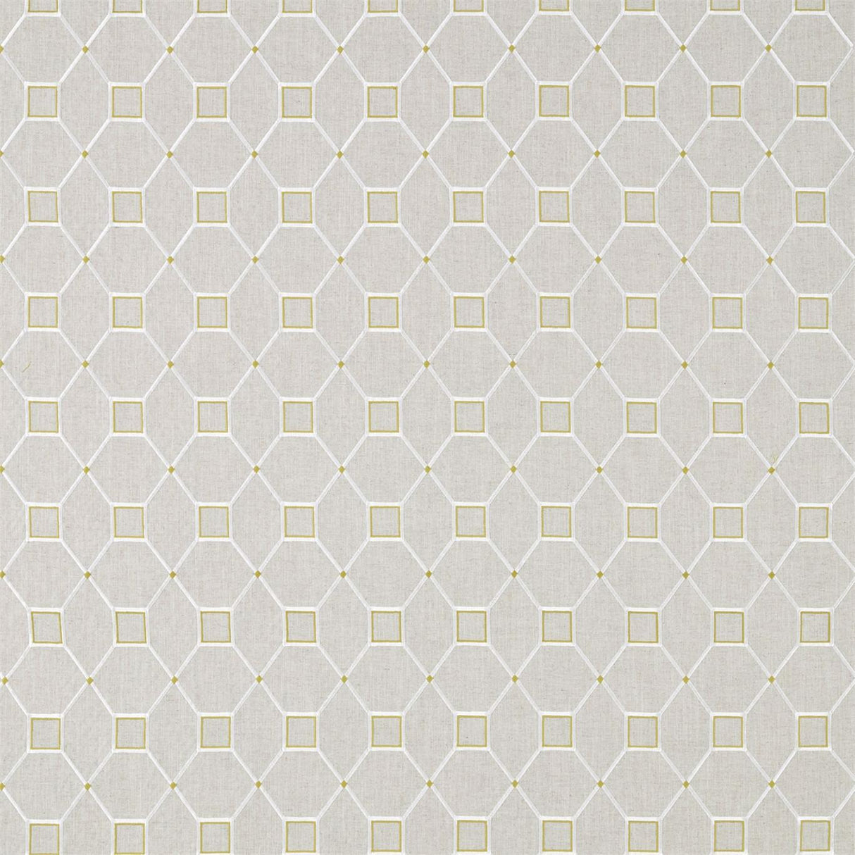 Sanderson Baroque Trellis Daffodil/Linen Fabric