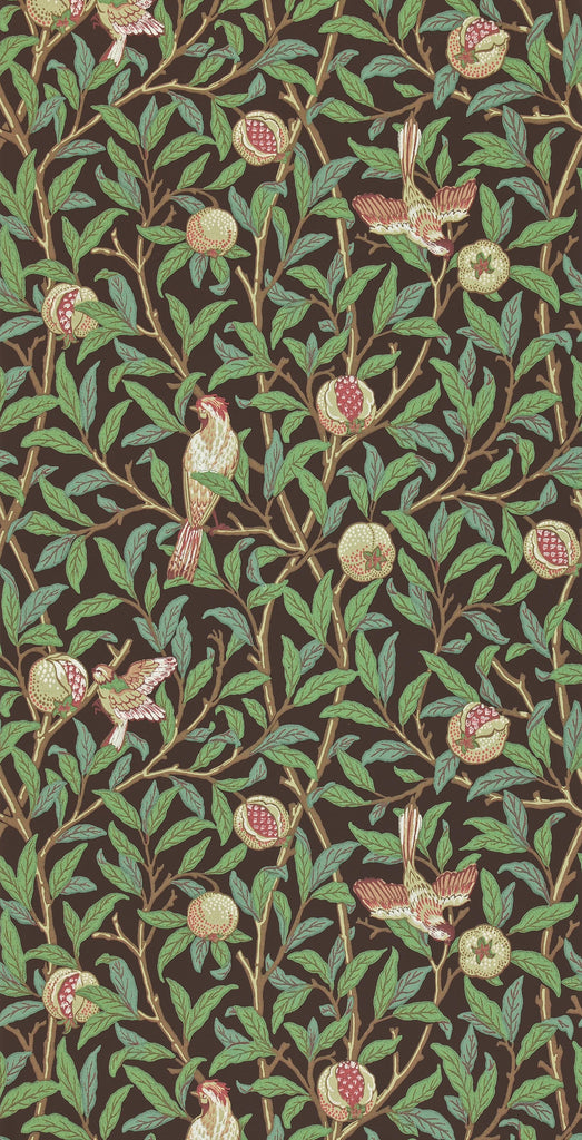 Morris & Co Bird & Pomegranate Charcoal/Sage Wallpaper