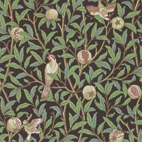 Morris & Co Bird & Pomegranate Charcoal/Sage Wallpaper