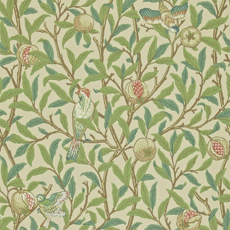 Morris & Co Bird & Pomegranate Bayleaf/Cream Wallpaper