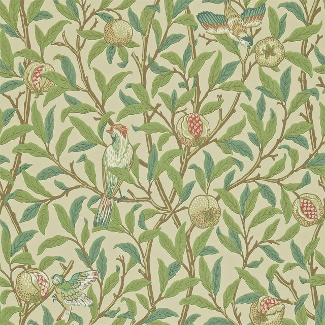 Morris & Co Bird & Pomegranate Bayleaf/Cream Wallpaper