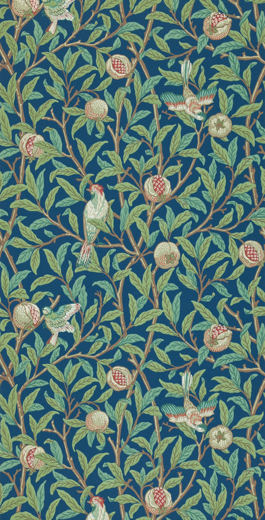 Morris & Co Bird & Pomegranate Blue/Sage Wallpaper