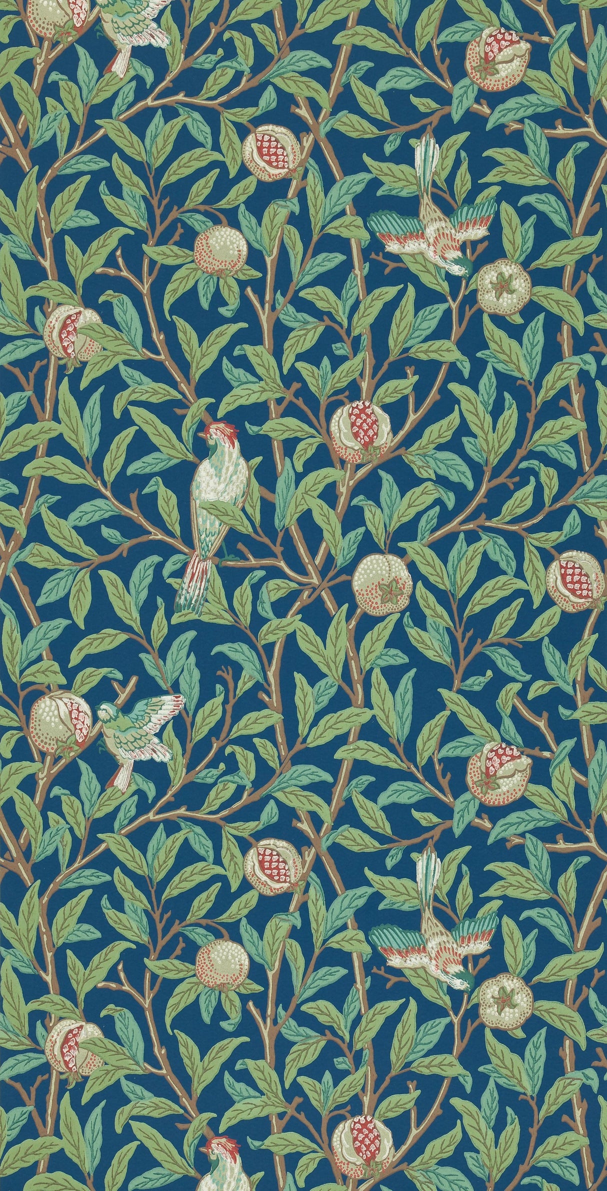 Morris & co Bird & Pomegranate Blue/Sage Wallpaper