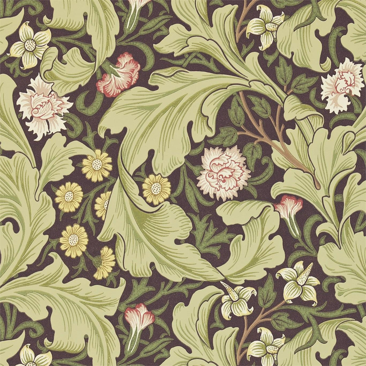 Morris & Co Leicester Chocolate/Olive Wallpaper