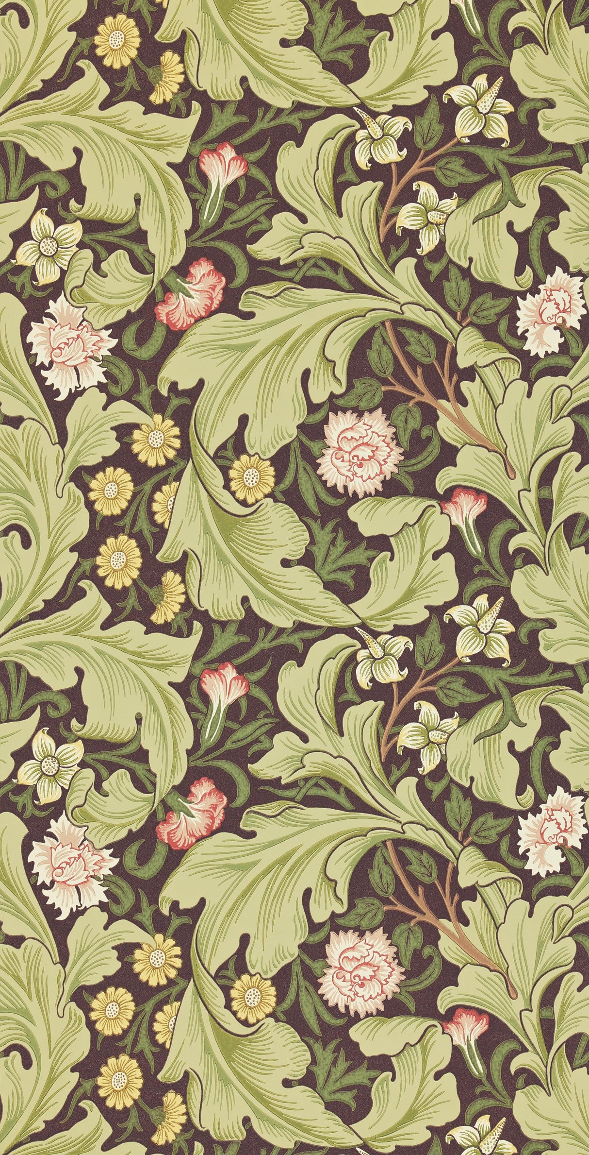 Morris & co Leicester Chocolate/Olive Wallpaper