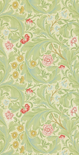 Morris & co Leicester Green/Coral Wallpaper
