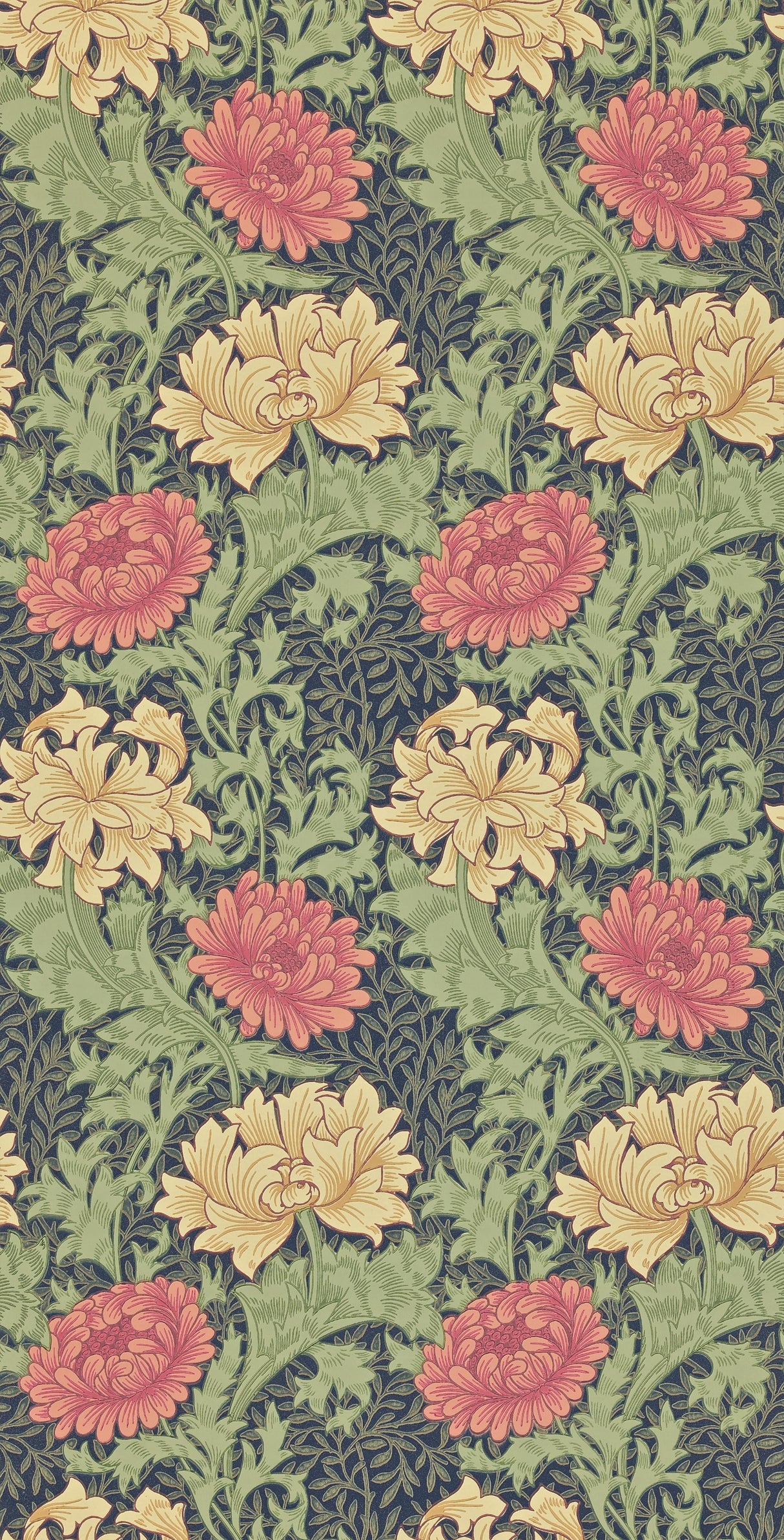 Morris & co Chrysanthemum Indigo Wallpaper