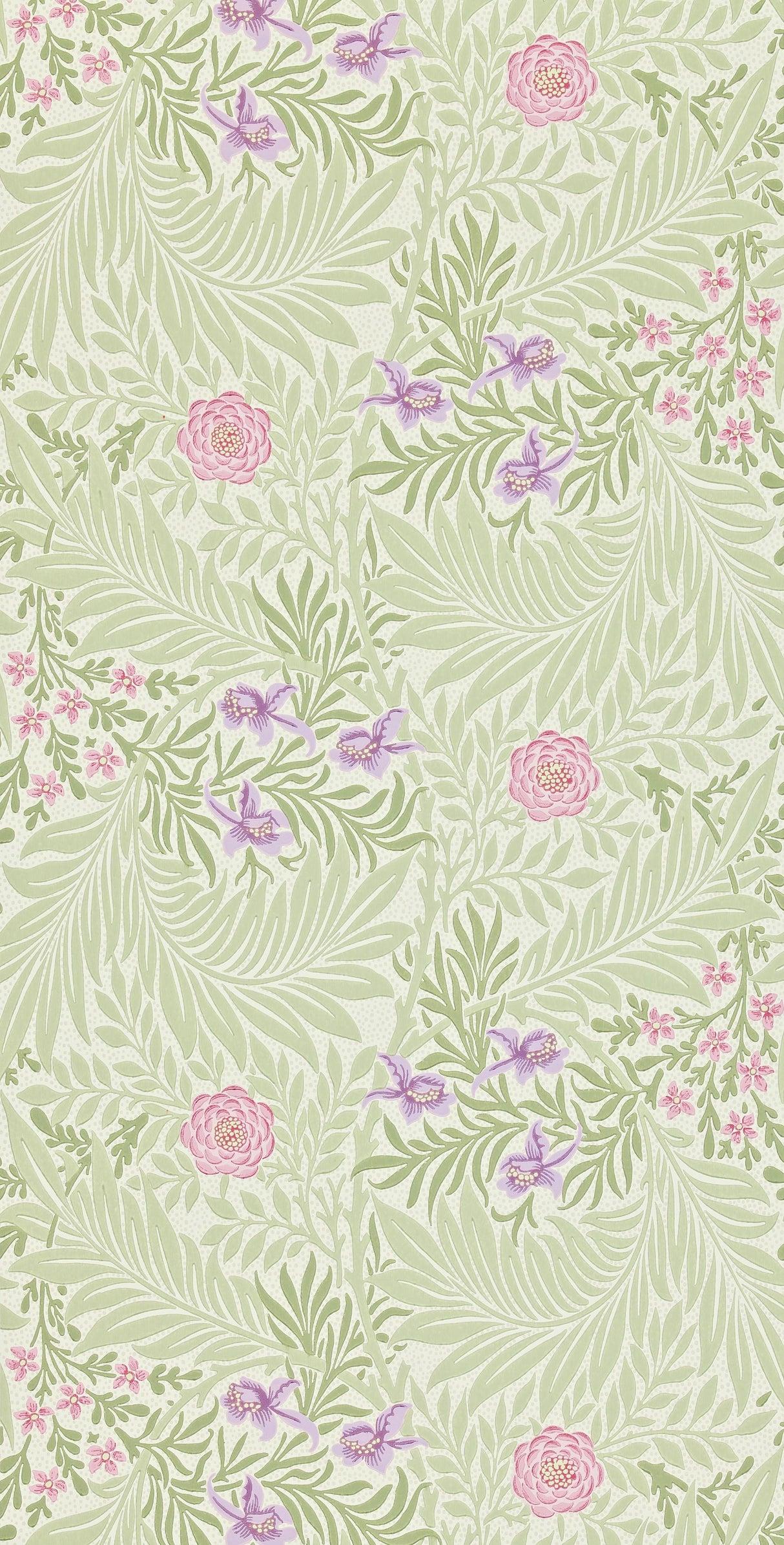 Morris & co Larkspur Olive/Lilac Wallpaper