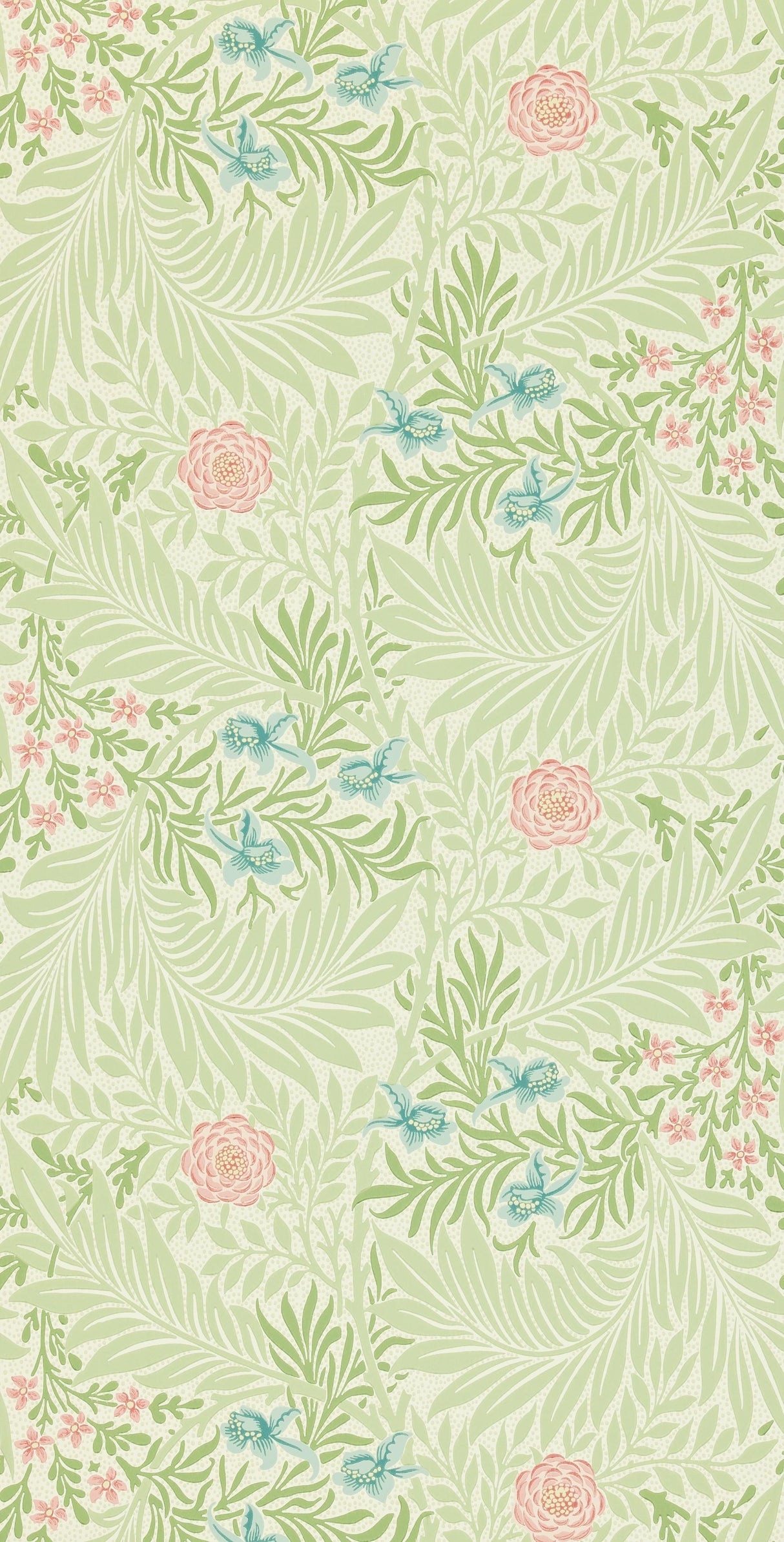 Morris & co Larkspur Green/Coral Wallpaper