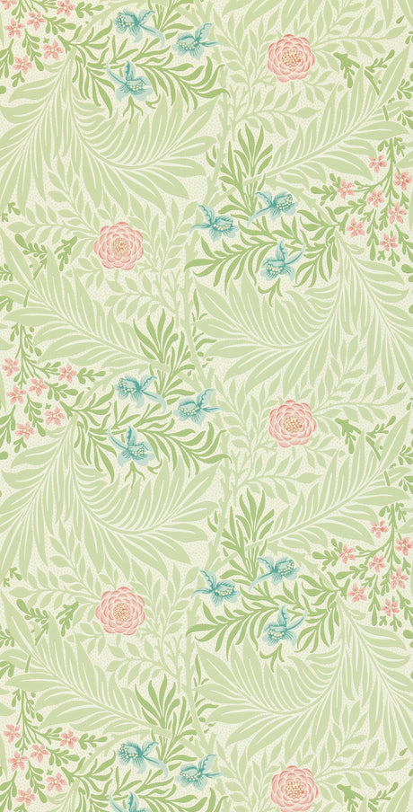 Morris & co Larkspur Green/Coral Wallpaper