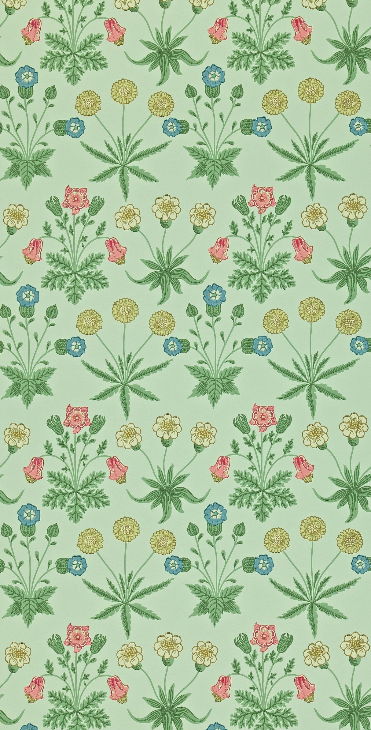 Morris & co Daisy Pale Green/Rose Wallpaper