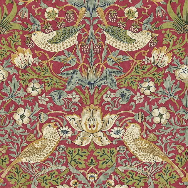 Morris & Co Strawberry Thief Crimson/Slate Wallpaper