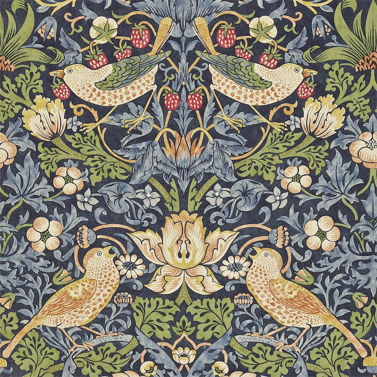 Morris & Co Strawberry Thief Indigo/Mineral Wallpaper
