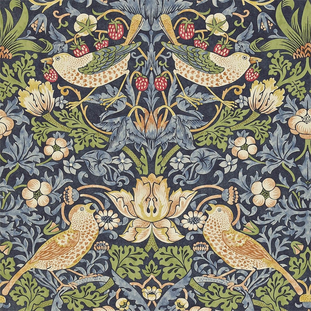 Morris & Co Strawberry Thief Indigo/Mineral Wallpaper