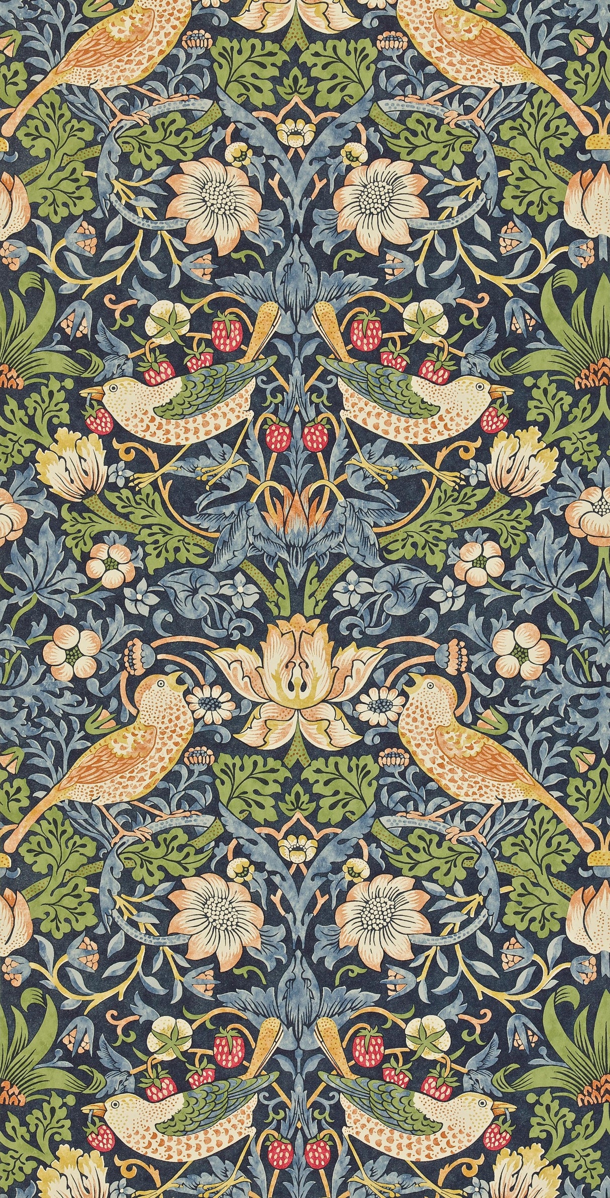 Morris & co Strawberry Thief Indigo/Mineral Wallpaper