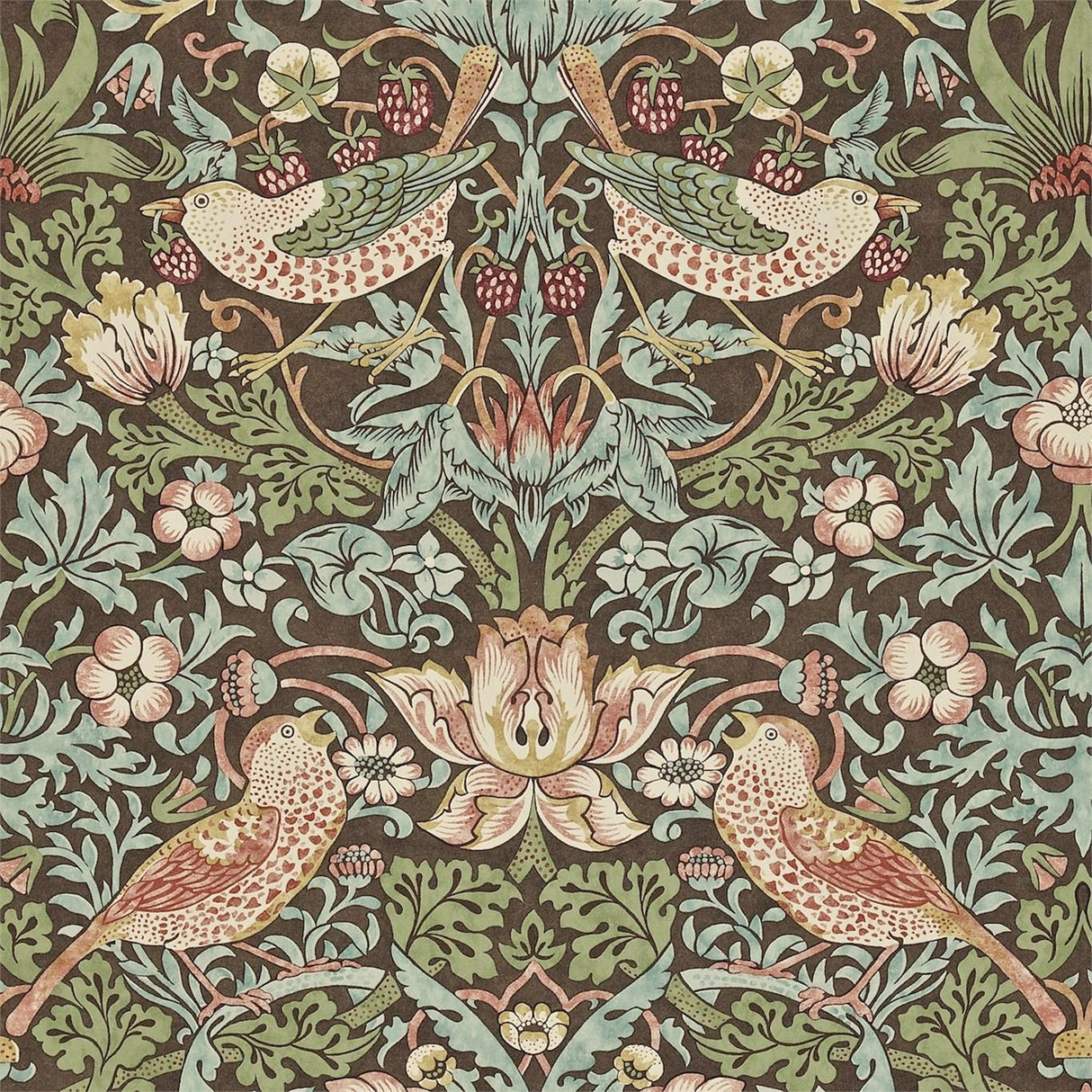 Morris & Co Strawberry Thief Chocoalte/Slate Wallpaper