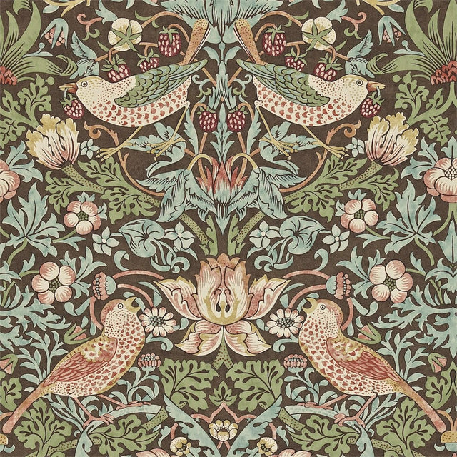 Morris & Co Strawberry Thief Chocoalte/Slate Wallpaper