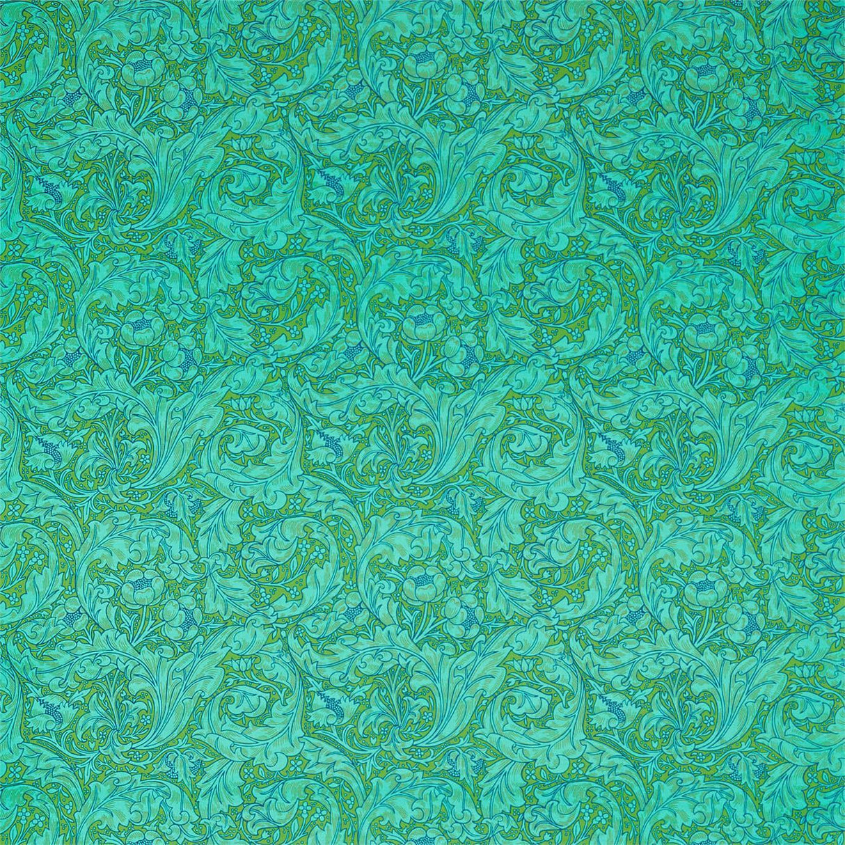 Morris & Co Bachelors Button Olive/Turquoise Fabric