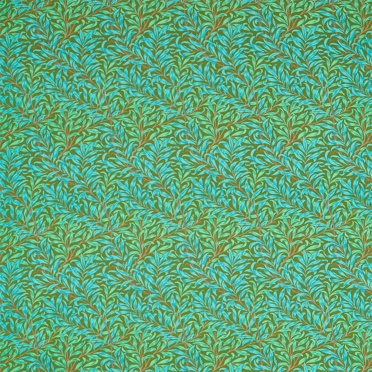 Morris & Co Willow Bough Olive/Turquoise Fabric