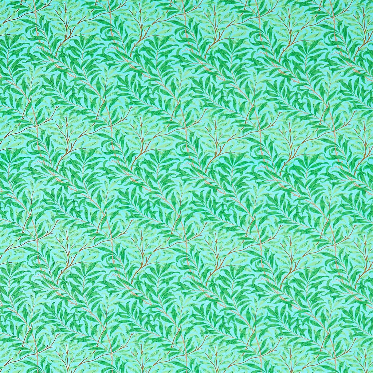 Morris & Co Willow Bough Sky/Leaf Green Fabric