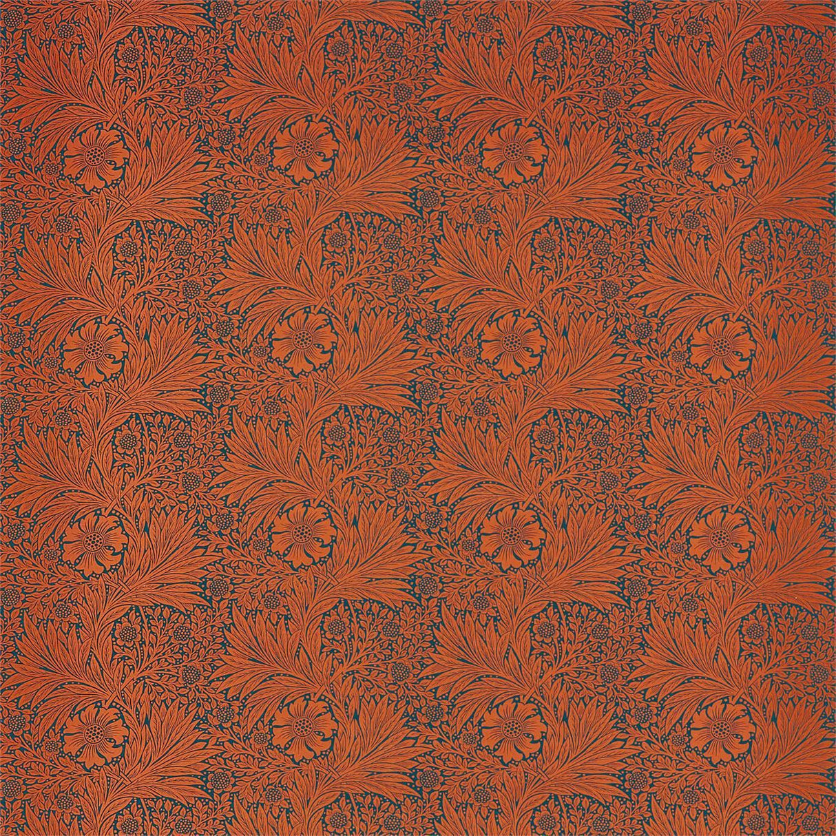 Morris & Co Marigold Navy/Burnt Orange Fabric