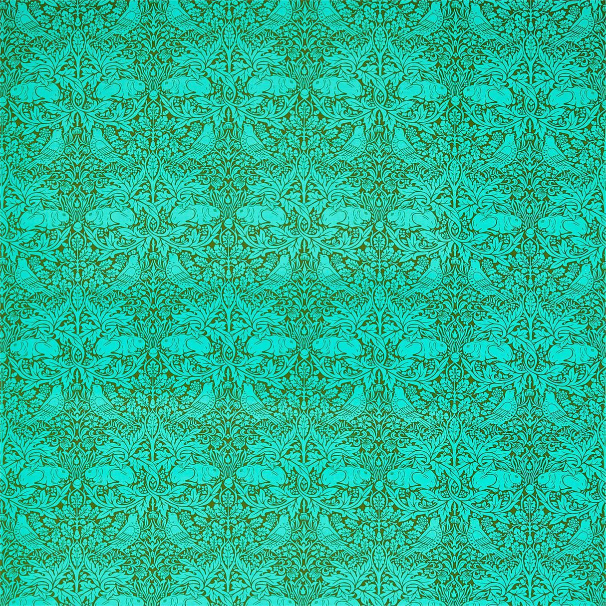 Morris & Co Brer Rabbit Olive/Turquoise Fabric