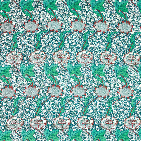 Morris & Co Kennet Aqua/Pink Fabric