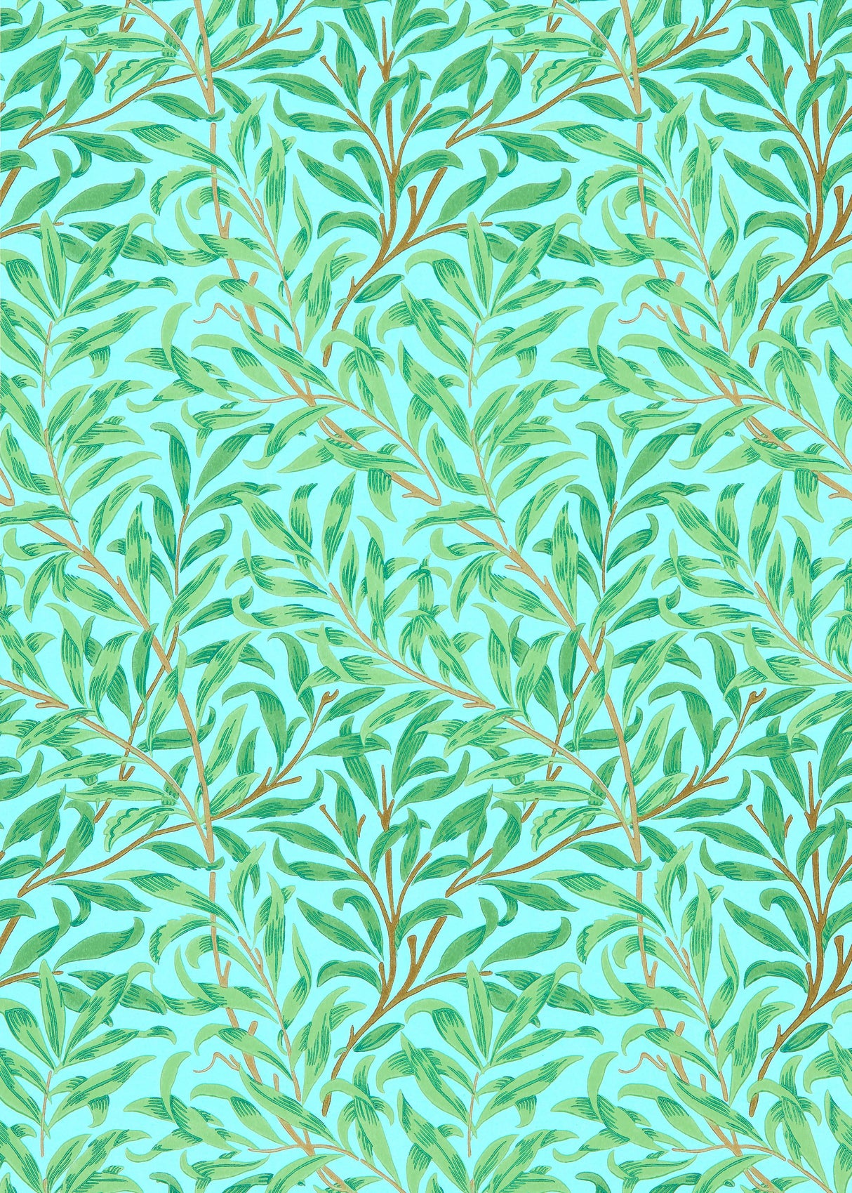 Morris & co Willow Bough Sky/Leaf Green Wallpaper