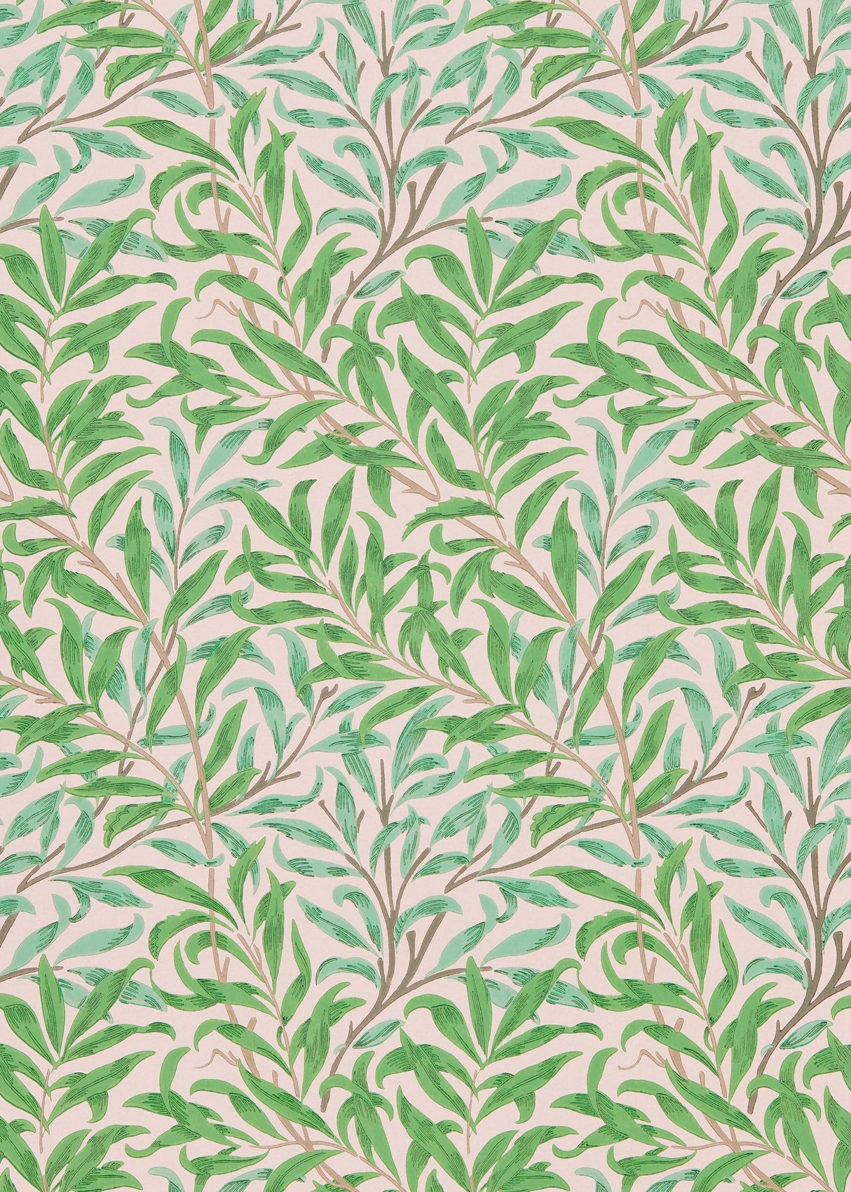 Morris & co Willow Bough Pink/Leaf Green Wallpaper