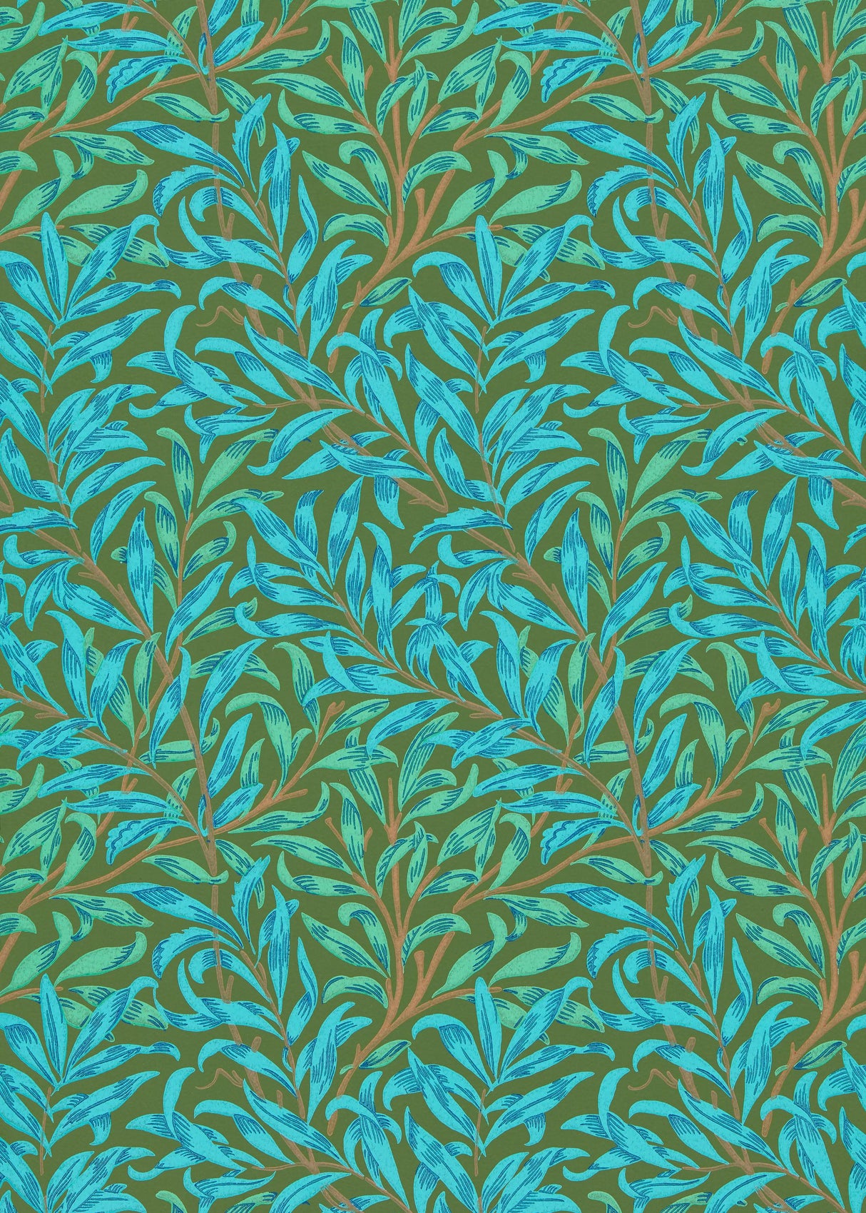 Morris & co Willow Bough Olive/Turquoise Wallpaper