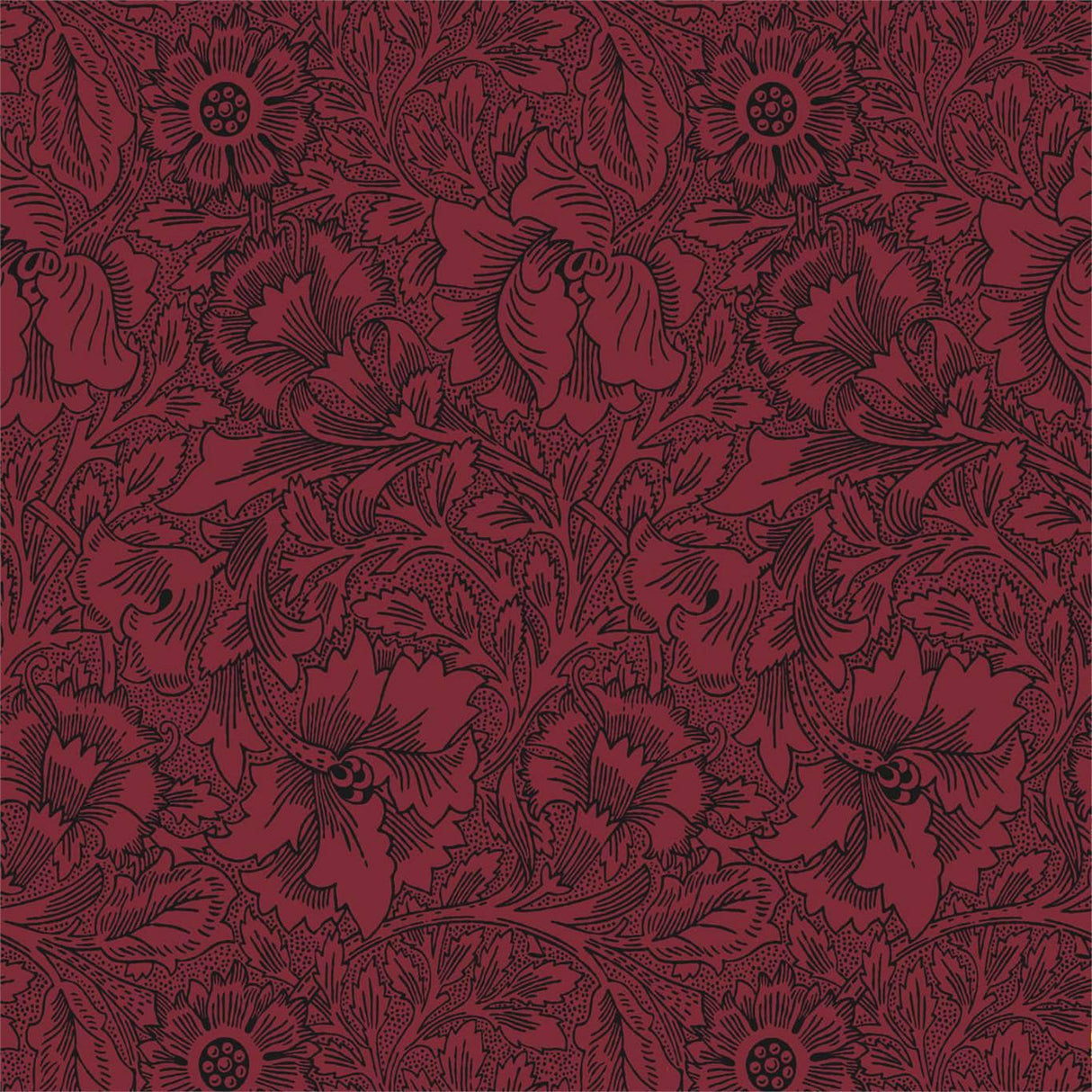 Morris & Co Poppy Claret Wallpaper