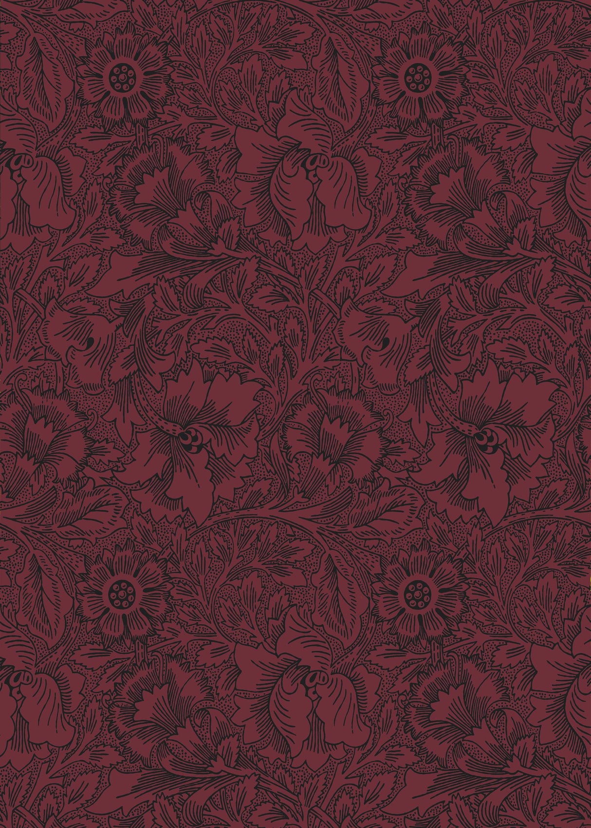 Morris & co Poppy Claret Wallpaper