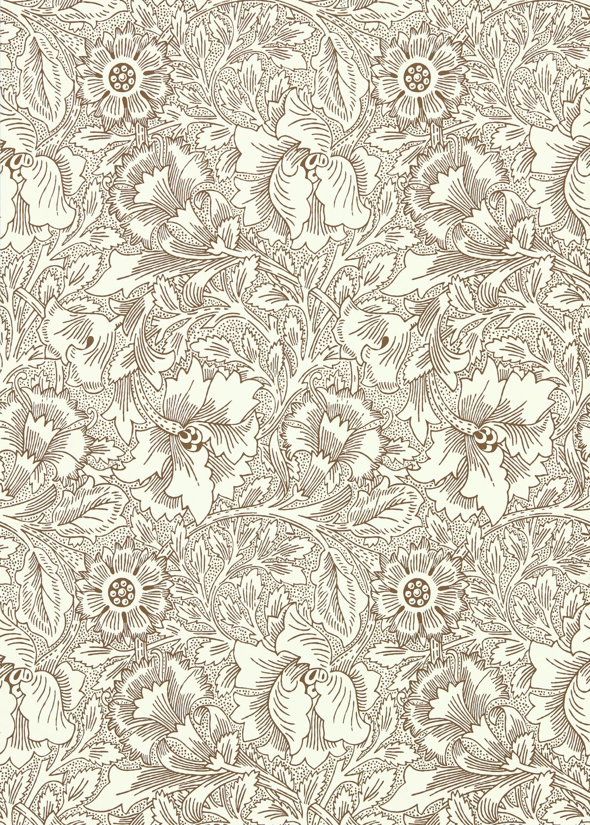 Morris & co Poppy Cream/Chocolate Wallpaper