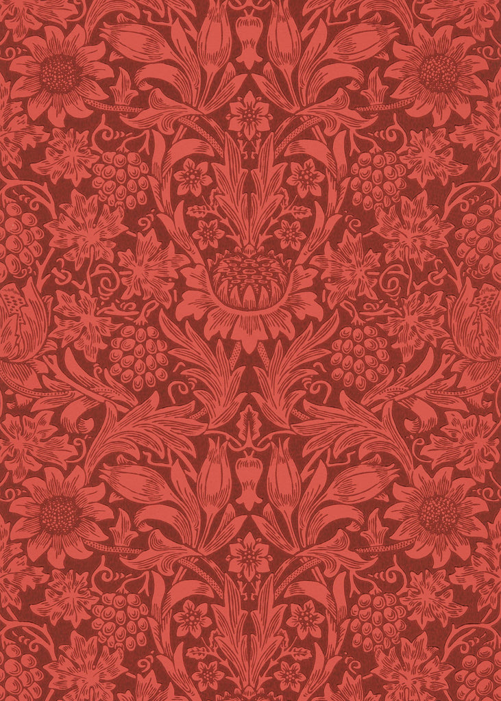 Morris & Co Sunflower Chocolate/Red Wallpaper