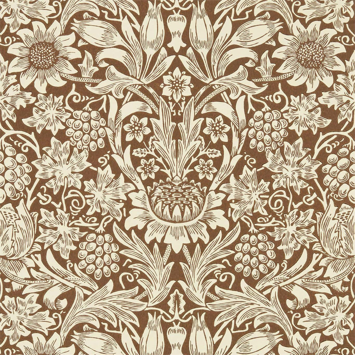 Morris & Co Sunflower Chocolate/Cream Wallpaper