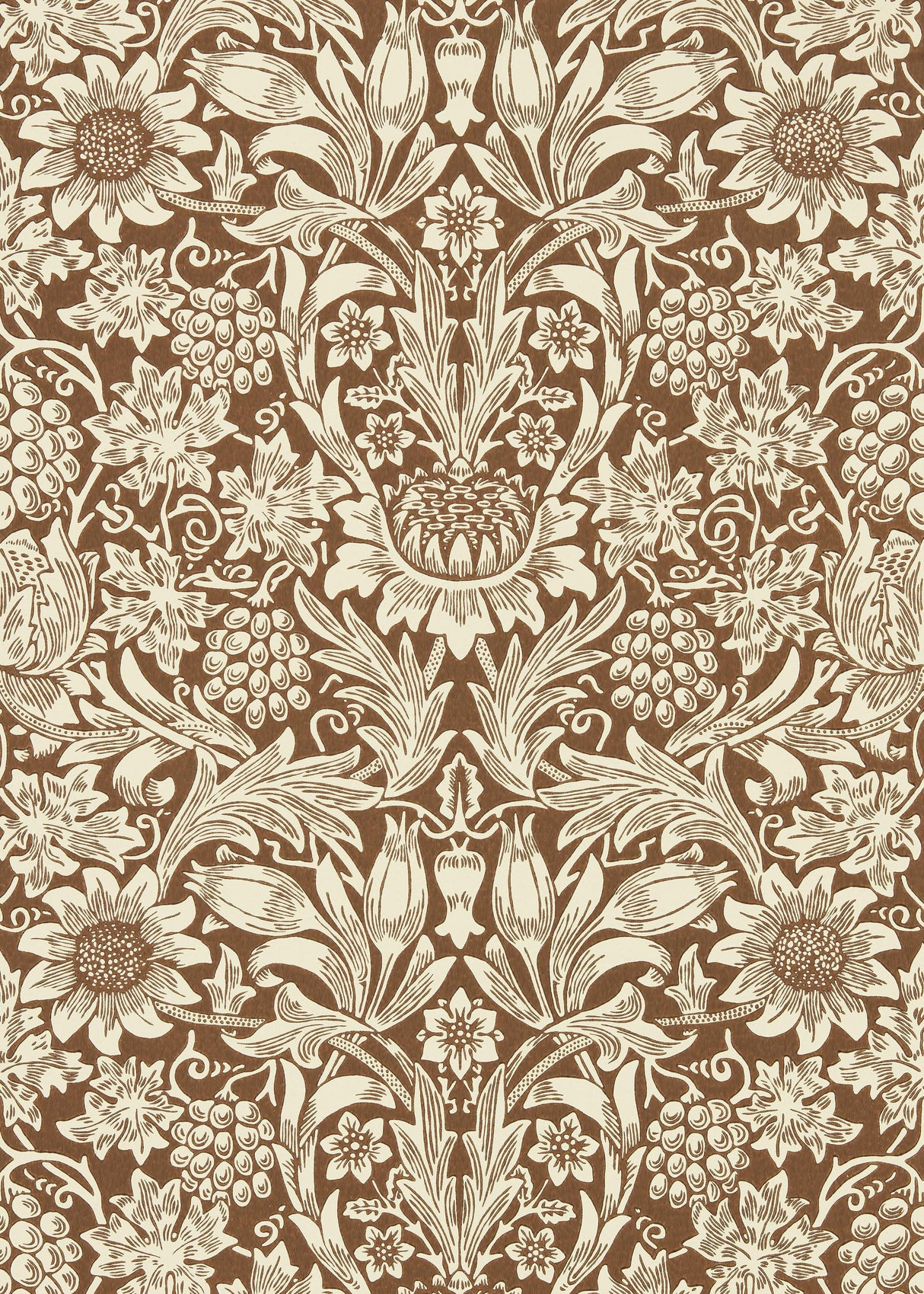 Morris & co Sunflower Chocolate/Cream Wallpaper