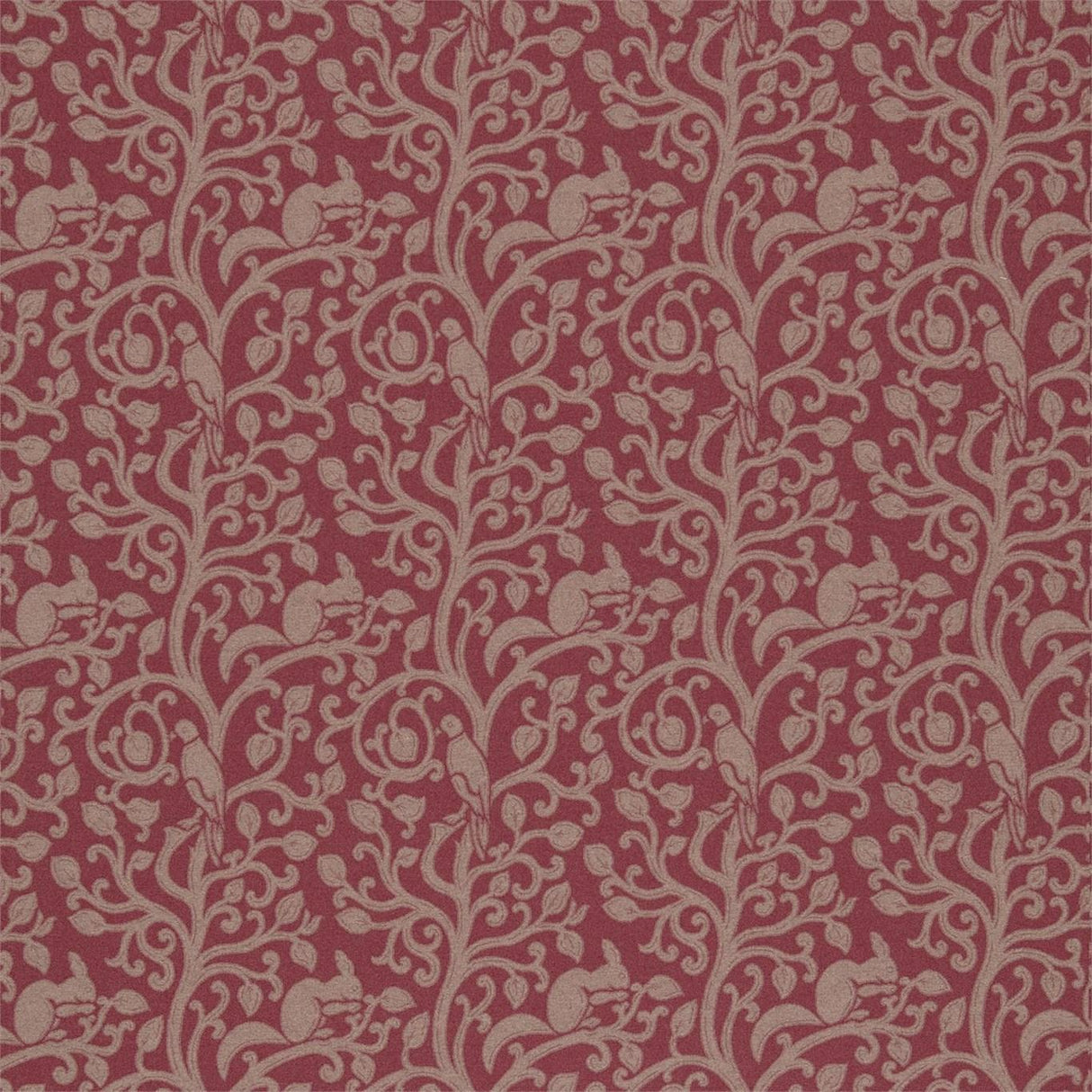 Sanderson Squirrel & Dove Wool Cherry Fabric