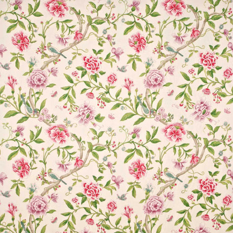 Sanderson Porcelain Garden Magenta/ Leaf Green Fabric