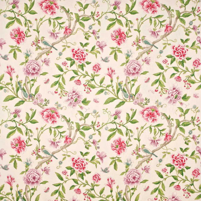 Sanderson Porcelain Garden Magenta/ Leaf Green Fabric
