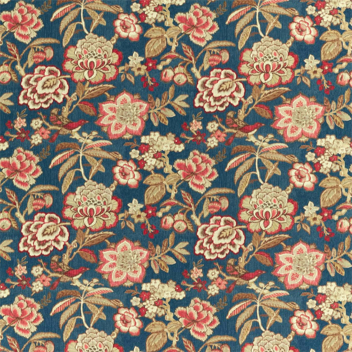 Sanderson Indra Flower Indigo/Cherry Fabric