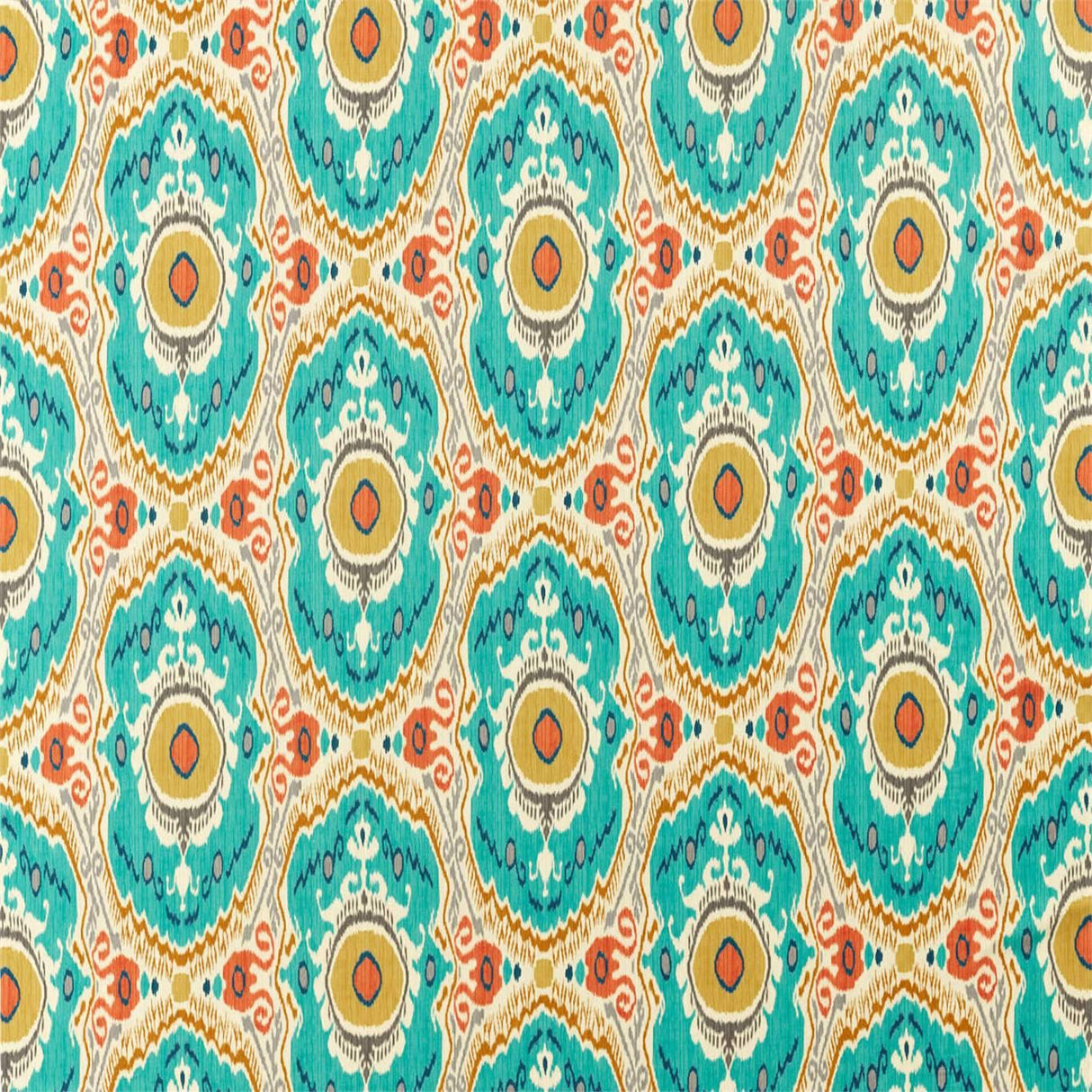 Sanderson Niyali Teal/Saffron Fabric