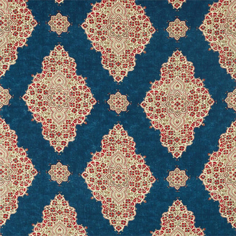 Sanderson Siam Diamond Cobalt/Flame Fabric