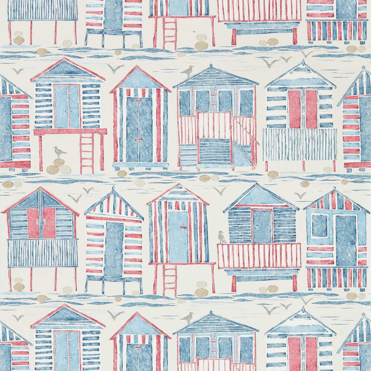 Sanderson Beach Huts Nautical Wallpaper