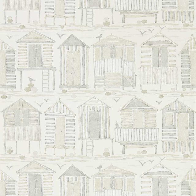 Sanderson Beach Huts Driftwood Wallpaper